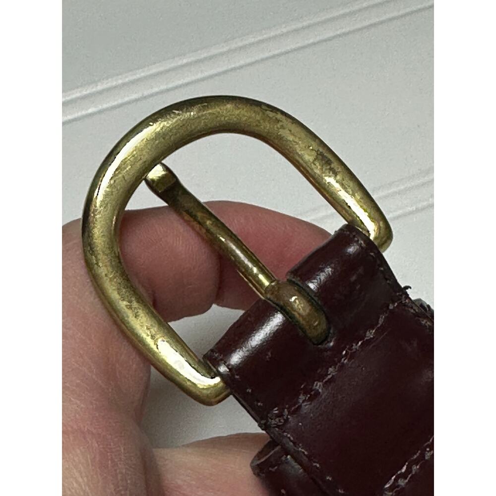 Vintage Coach Model 3921 Burgundy Leather Belt Solid Brass Buckle - Picture 8 of 9